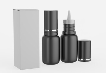 Mock up Realistic Glossy Cosmetic Serum, Ampoule, Oil Dropper Bottle for Skincare Product isolated on a white Background. 3d Illustration