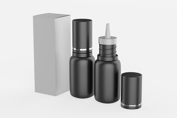 Mock up Realistic Glossy Cosmetic Serum, Ampoule, Oil Dropper Bottle for Skincare Product isolated on a white Background. 3d Illustration