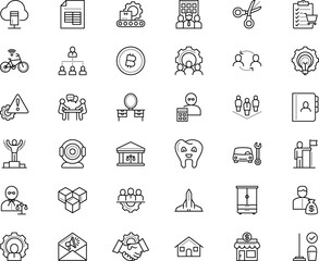 business vector icon set such as: interview, formation, failure icon, movie, trade, consultant, volume, merchandise, employer, film, rocket, hairdresser, storage, photo, cycle, computing, supplies