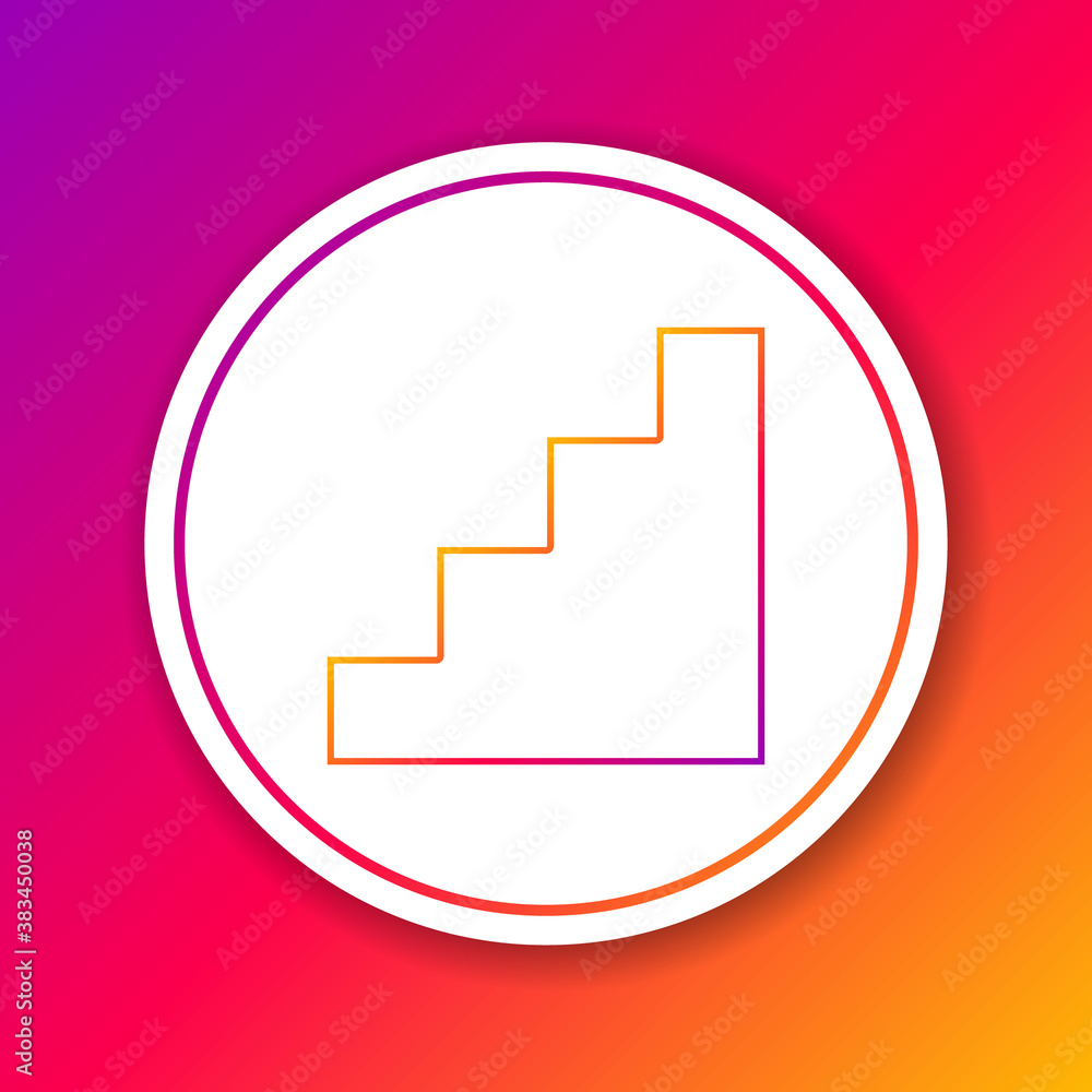 Poster color line staircase icon isolated on color background. circle white button. vector.