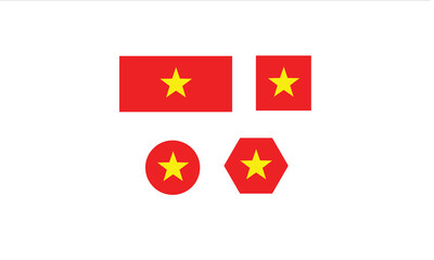 Vietnam flag set shape vector illustration