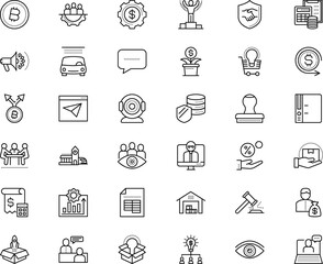 business vector icon set such as: shipment, chart, binder, relationship, cart, cam, stamp, window, earning, city, subway, stroke, search, organize, e-commerce, statement, medicine, verified, buying