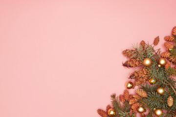concept, christmas layout 2021 on pink background, flatley, copy space