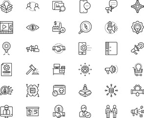 Fototapeta premium business vector icon set such as: ecommerce, profit, send, yes, planning report, wind, loudspeaker, interface, binder, hammer, together, choose, filter, force, journey, date, advert, loud hailer