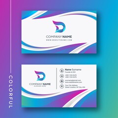 Colorful business card with letter D abstract logo