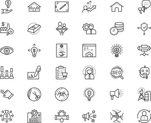 business vector icon set such as: text, face, survey, space, interaction, audience, loud hailer, election, global, account, dialog, union, eye, artificial, fresh, see, discount, resources, women