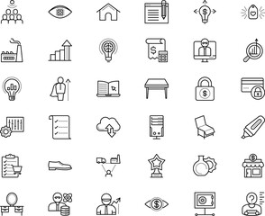 business vector icon set such as: map, chemistry, audience, download, transportation, hero, uploading, discount, demonstrate, real, podium, chair, engine, suspect, retro, selection, email, footwear