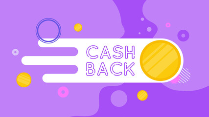 Cashback banner. Golden coins. Composition on the theme of money back and cashback. Vector.