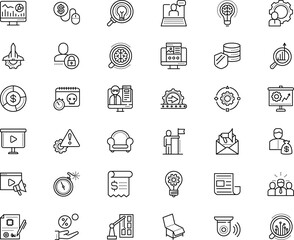 business vector icon set such as: daily, hour, application, manufacturing, desk, ppc, blog, capitalist, password, announcement, trouble, megaphone, advertisement, help, results, wireframe, address