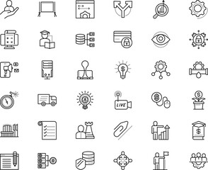 business vector icon set such as: miner, leaf, mechanic, choosing, side, together, water, trust, department, repair, control, active, parcel, free, statistic, scholarship, triumph, holding, stopwatch