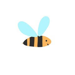 Cute flying bee isolated element. Wasp character for kids design