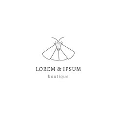 Fototapeta premium A moth, butterfly logo template. Hand drawn graphics. Vector simple insect illustration.