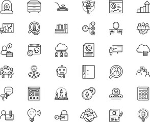 Fototapeta premium business vector icon set such as: bar, city, bubble, crypto currency, teach, bedroom, find, teacher, choice, appointment, talk, drawer unit, basket, wi-fi, tactic, row, date, creativity, system