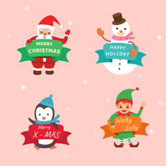 Christmas tags card ornaments sign with symbol