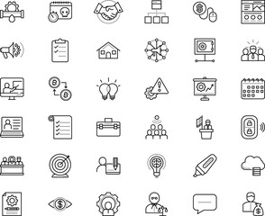 business vector icon set such as: conversation, organizer, agreement, drawn, webpage, billboard, industry, clipboard, traffic, earning, error, profile, text, court, click, jurisprudence, plumbing