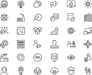 business vector icon set such as: cloud, past, healthy, chemistry, bitcoin, document, robot, register, conference, bright, challenge, knowledge, cylinder, tool, social, career, hazard, plant