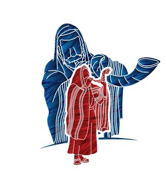 red robed figure blowing shofar clip art preview