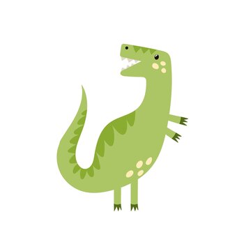 Cute tyrannosaurus rex in cartoon style isolated element. Funny dinosaur
