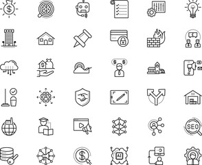 business vector icon set such as: drawing, trust, needle, housework, profit, choose, glyph, partner, virus, arc, yes, mill, shiny, course, platform, credit, speak, 3d, server, electricity, scotch