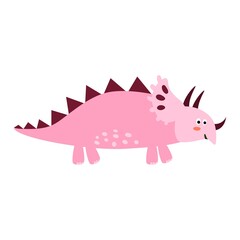 Cute triceratops isolated element. Funny dinosaur for kids design