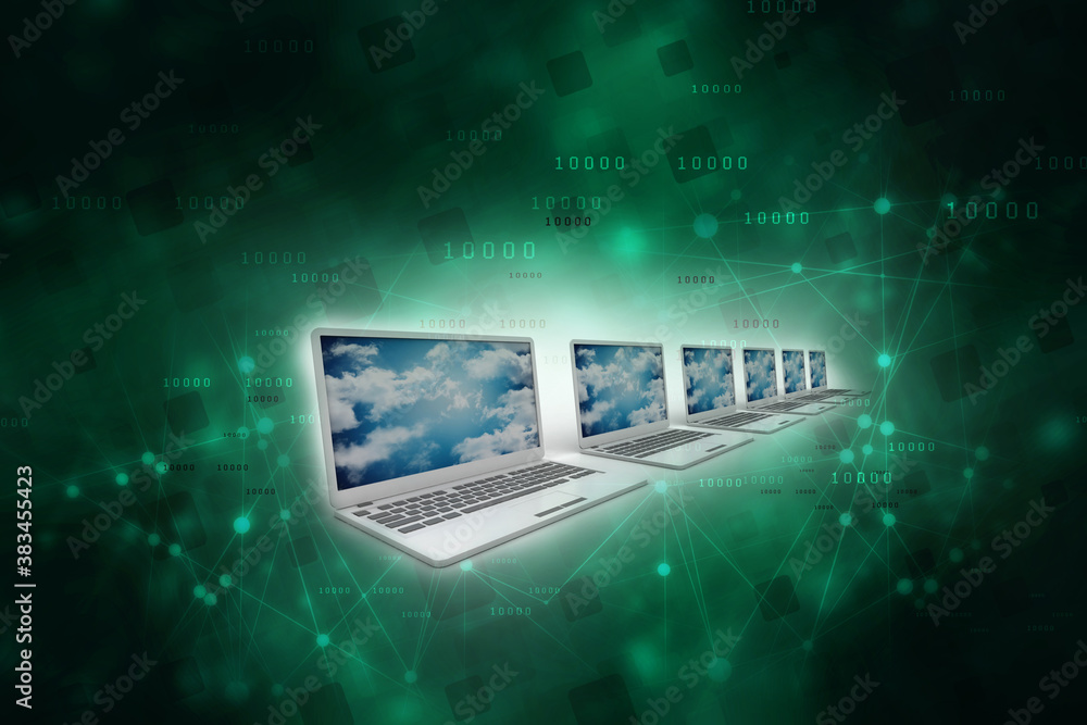 Poster 3d rendering technology computer network