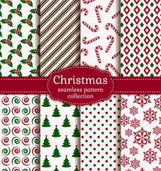 Christmas seamless patterns. Vector set.