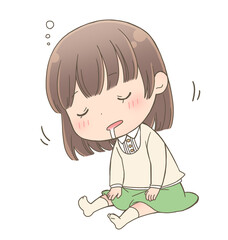 居眠りしている女の子
