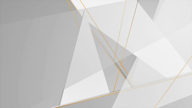 Grey white corporate abstract motion background with golden lines. Seamless looping. Video animation Ultra HD 4K 3840x2160