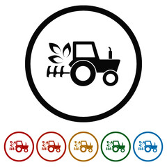 Agriculture and farming logo with a tractor ring icon, color set