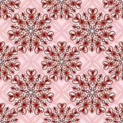 Vintage jewelry seamless pattern with colored gems...Flowers made of precious stones...