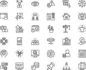 business vector icon set such as: circle, election, blank, mouse, cv, fashion, scientist, pinned, holding, technician, happy, math, travel, board, stay home, attach, cartoon, purchase, attachment