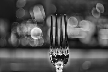abstract background, restaurant concept blurred background evening food fork, knife, cutlery, table setting