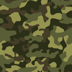Classic camouflage. Military camo. Abstract green background. Fabric print. Vector