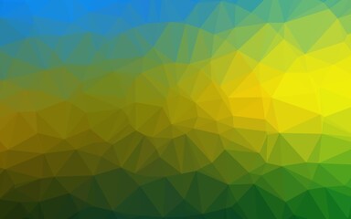 Dark Blue, Yellow vector shining triangular pattern.