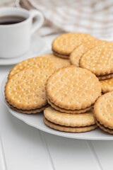 Sandwich cookies. Sweet biscuits with cream.