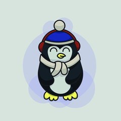Cute Winter Baby Penguin Cartoon