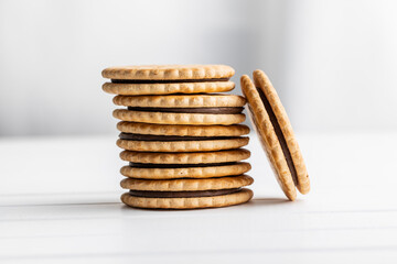 Sandwich cookies. Sweet biscuits with cream.