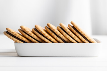 Sandwich cookies. Sweet biscuits with cream.