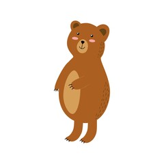Obraz na płótnie Canvas Cute brown grizzly bear isolated element. Forest character for kids design