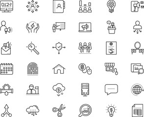 business vector icon set such as: demonstration, change, keywords, voting, protect, intersection, cut, analysis, ppc, wheel, cabinet, audit, legal, promo, exploration, merge, dresser, economy, retro