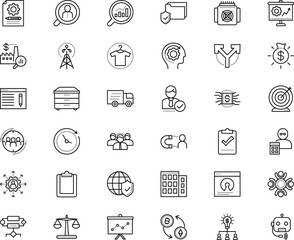 business vector icon set such as: task, dress, express, connection, question, capitalist, audience, vehicle, forward, advertising, human resources, arc, agree, drill, processor, pictogram, support