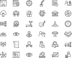 business vector icon set such as: draw, inkwell, storage, cv, end, achieving, learn, cooperation, fix, repair, shuttle, woman, manufacturing, grid, avatar, study, sport, invoice, compound