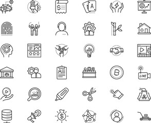 business vector icon set such as: mechanism, lined, summer, exchange, helpline, justice, order, solution, first, heart, assistant, force, throw, estimation, pride, agreement, letter, casino