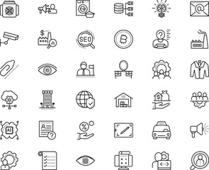 business vector icon set such as: cv, phone, drive, conformity, under, station, investigation, property, antivirus, steel, yes, shipment, generator, holiday, html, page, speak, computing, desk