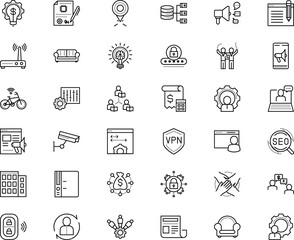 business vector icon set such as: row, place, goal, equipment, coding, firewall, icons, algorithm, leadership, entry, ring, mechanism, setting, loan, server, throw, sport, stamp, content, smart key