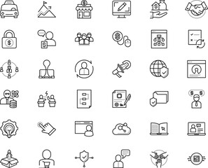 business vector icon set such as: shopper, display, thin, price, coach, mission, storage, race, pull, conflict, holding, geek, vpn, performance, staff, building, screencast, player, light, firewall