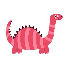 Cute dinosaur with long neck isolated element. Funny dinosaur for kids design