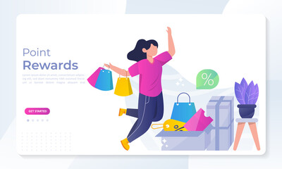 Earn Point concept, Loyalty program and get rewards, Suitable for web landing page, ui, mobile app, banner template. Vector Illustration.