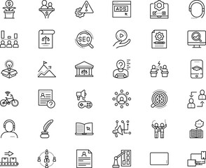 business vector icon set such as: leader, income, portrait, related, inspiration, tick, module, production, friends, parliament, cycle, pictogram, light, university, professional, discussion