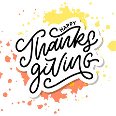 happy thanksgiving lettering calligraphy text brush vector
